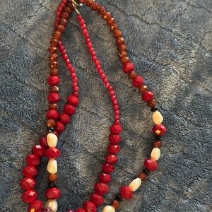 Elegant handmade Red Beaded Necklace